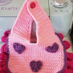 Baby Girl Crochet Heart Bib